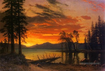  coucher Tableaux - Coucher de soleil sur la rivière Albert Bierstadt paysages